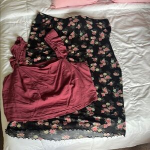 Floral Black Skirt/Top
